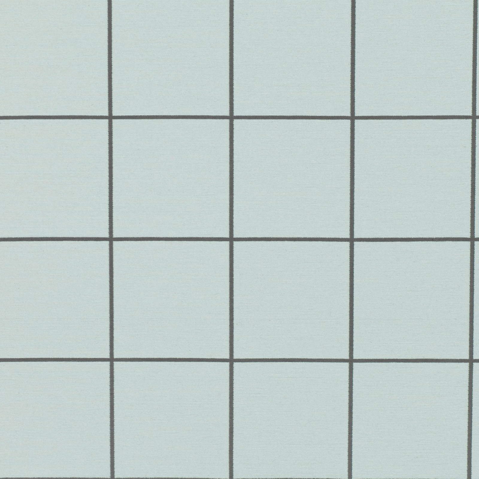 Pale aqua-blue fabric with charcoal-grey windowpane grid and fine woven texture
