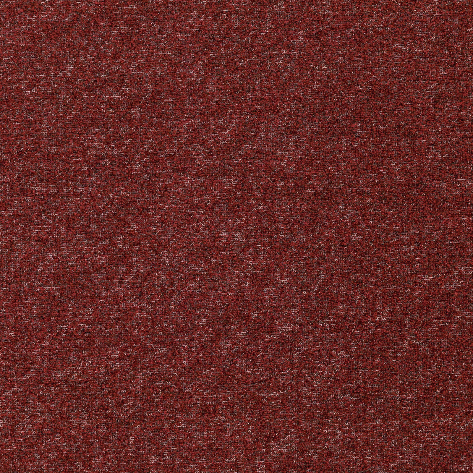 Deep paprika-red upholstery textile with charcoal flecks and a finely mottled weave