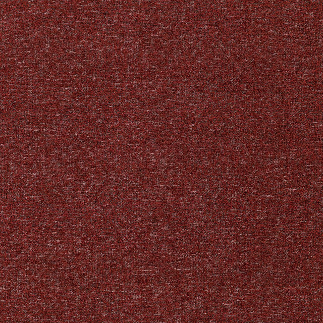 Deep paprika-red upholstery textile with charcoal flecks and a finely mottled weave