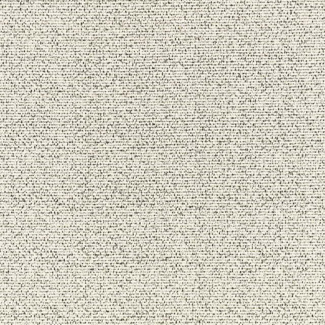 Soft ivory woven textile with dense charcoal flecks and broken graphic texture