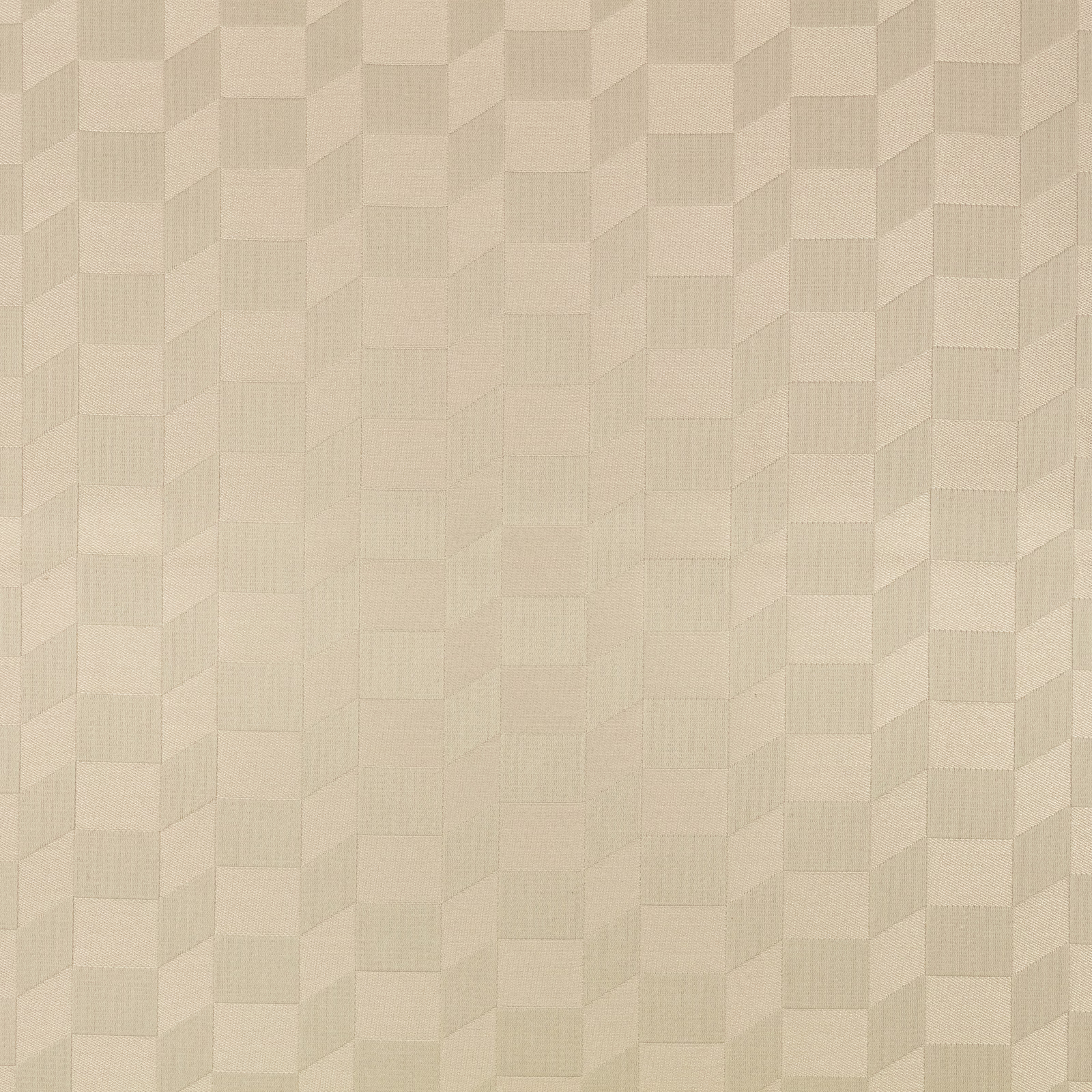 Pale buff woven fabric with softly faceted checkerboard squares and tonal texture