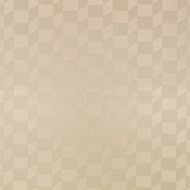 Pale buff woven fabric with softly faceted checkerboard squares and tonal texture