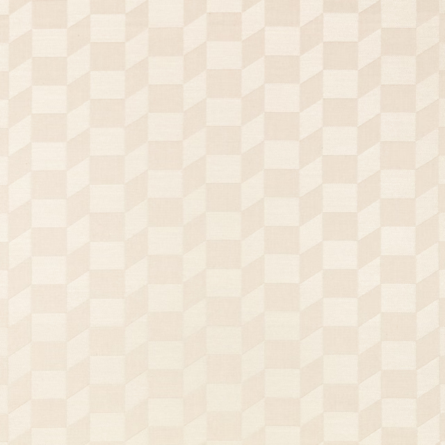 Pale oyster woven swatch with a low-contrast faceted geometric check