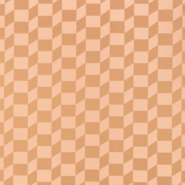 Warm blush and sand woven cubes forming a soft optical-check pattern
