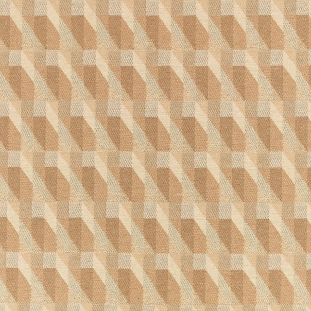 Warm beige woven swatch with cream and tan interlocking geometric blocks