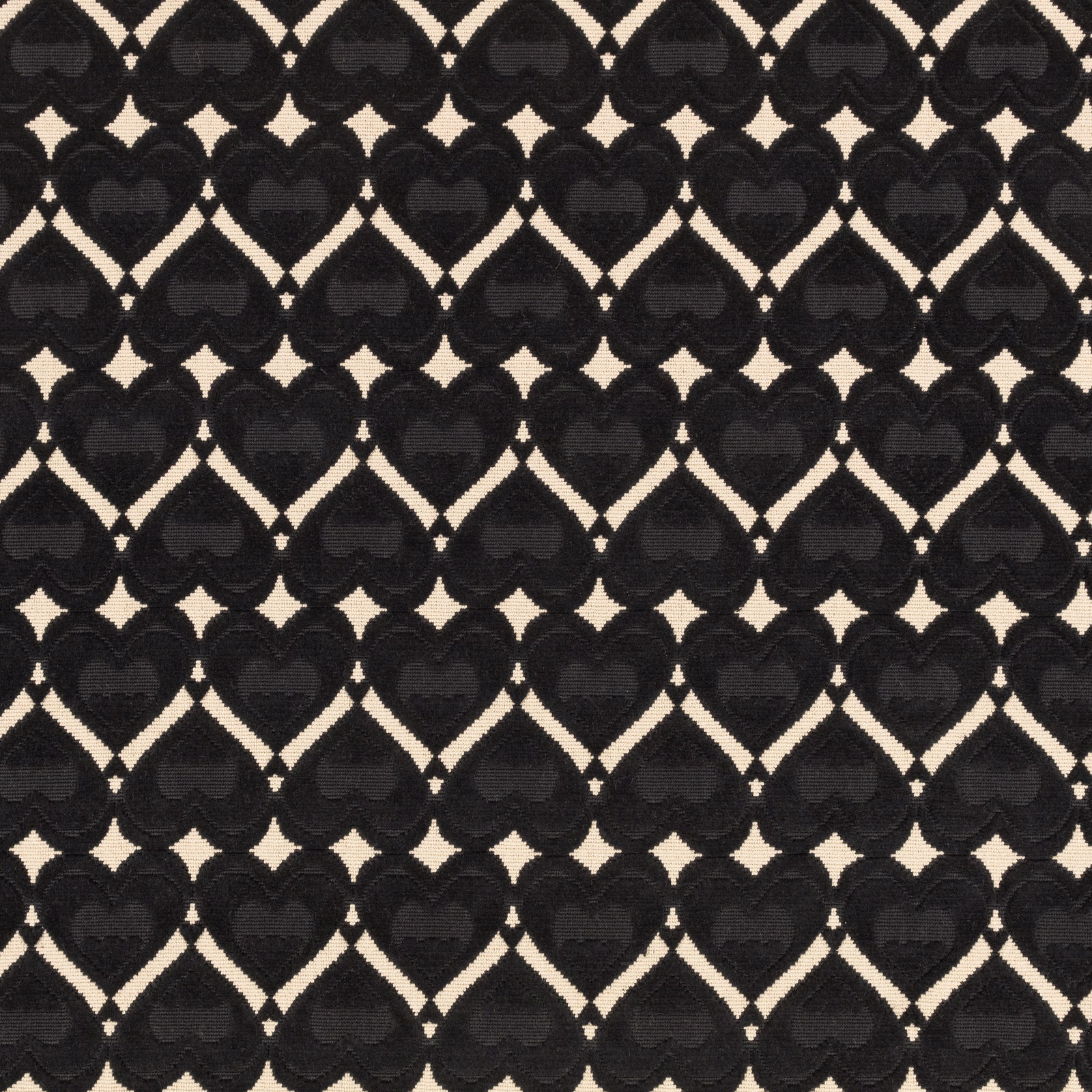 Black woven hearts with cream diamond openings and subtle tonal texture