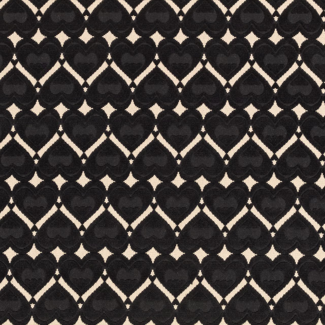 Black woven hearts with cream diamond openings and subtle tonal texture