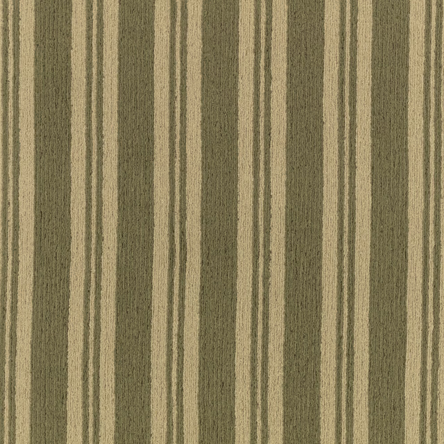 Muted pesto olive and beige uneven vertical stripes on a nubby woven surface