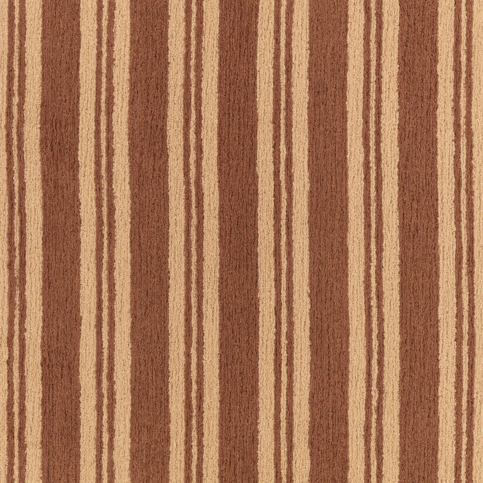 Warm saddle-brown and tan irregular vertical stripes with a softly textured woven surface