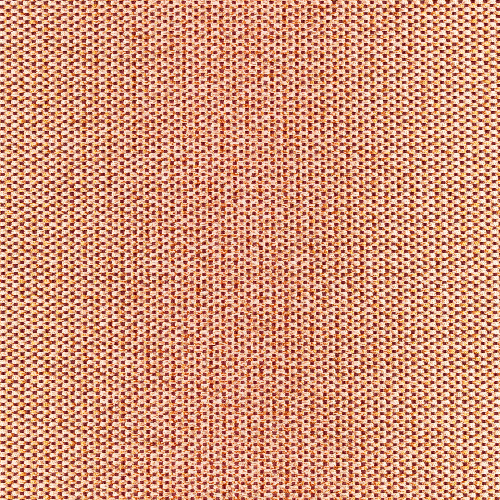 Close-up of cream and copper yarns forming a tiny variegated woven check