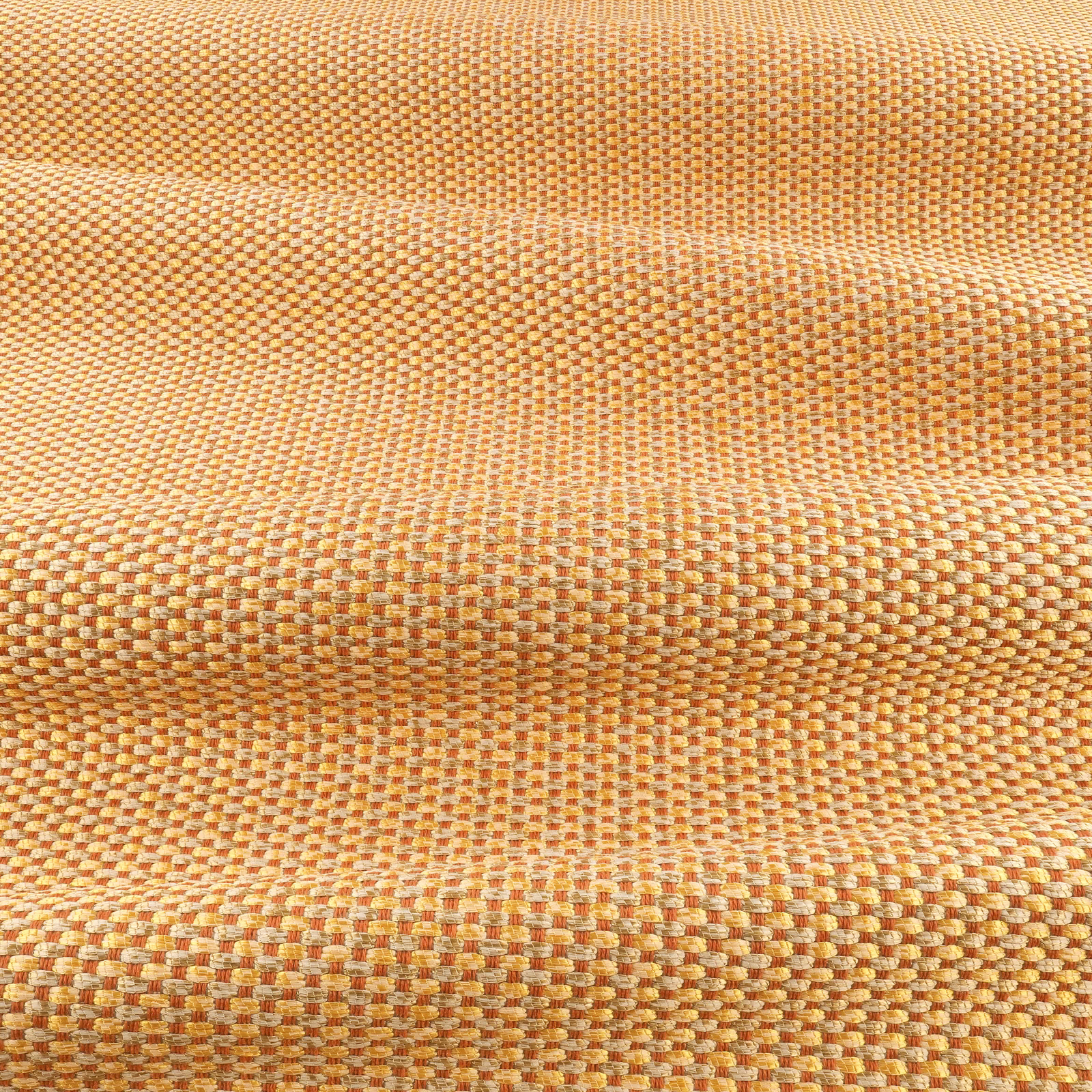 Warm marmalade-orange woven swatch with cream flecks and a raised grid texture
