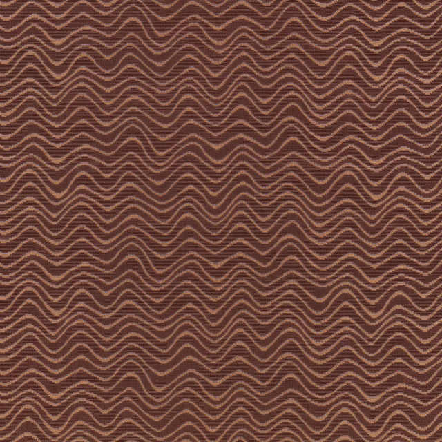 Chocolate-brown woven fabric with closely spaced tan, undulating scroll lines