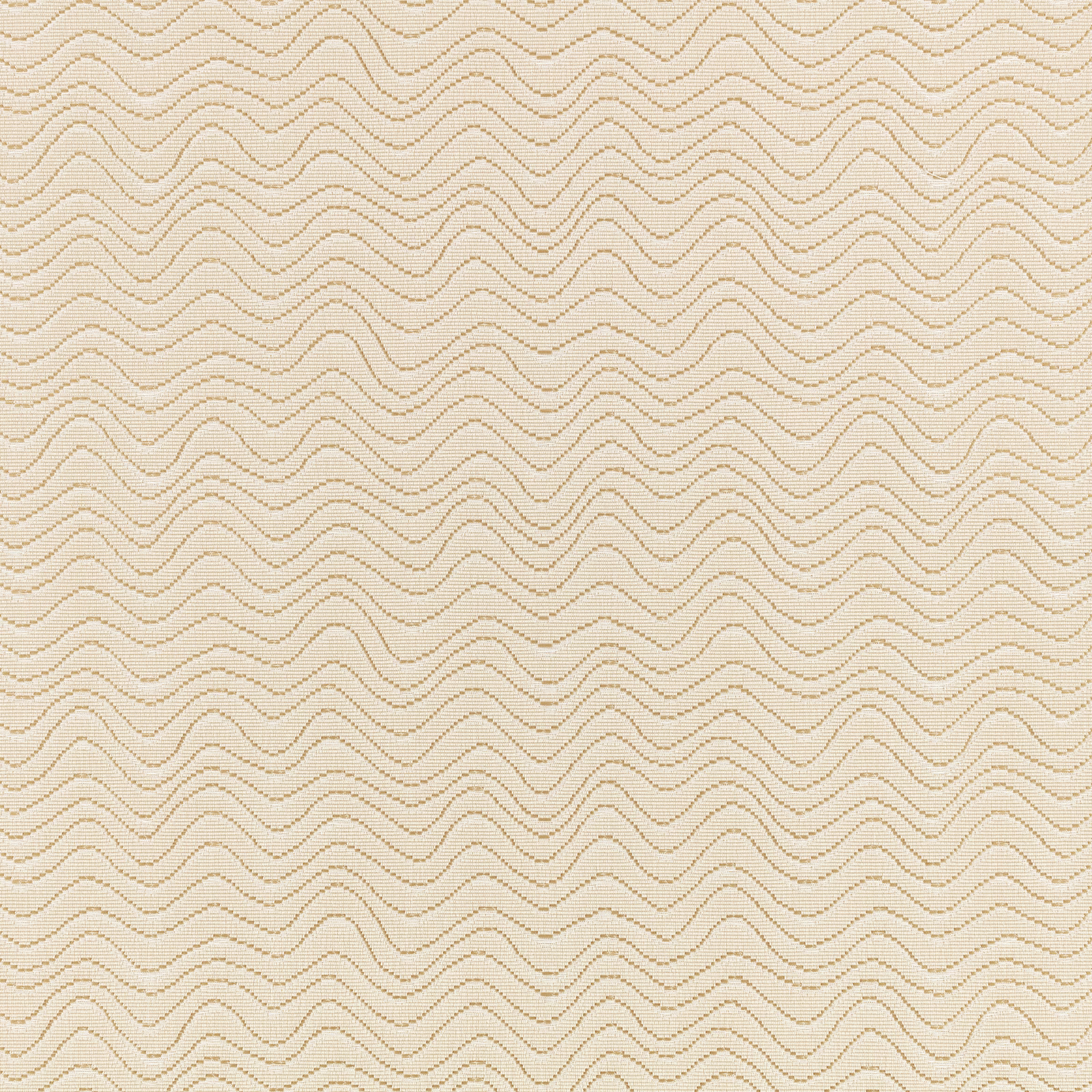 Warm cream woven fabric with fine tan undulating lines in a close-up swatch
