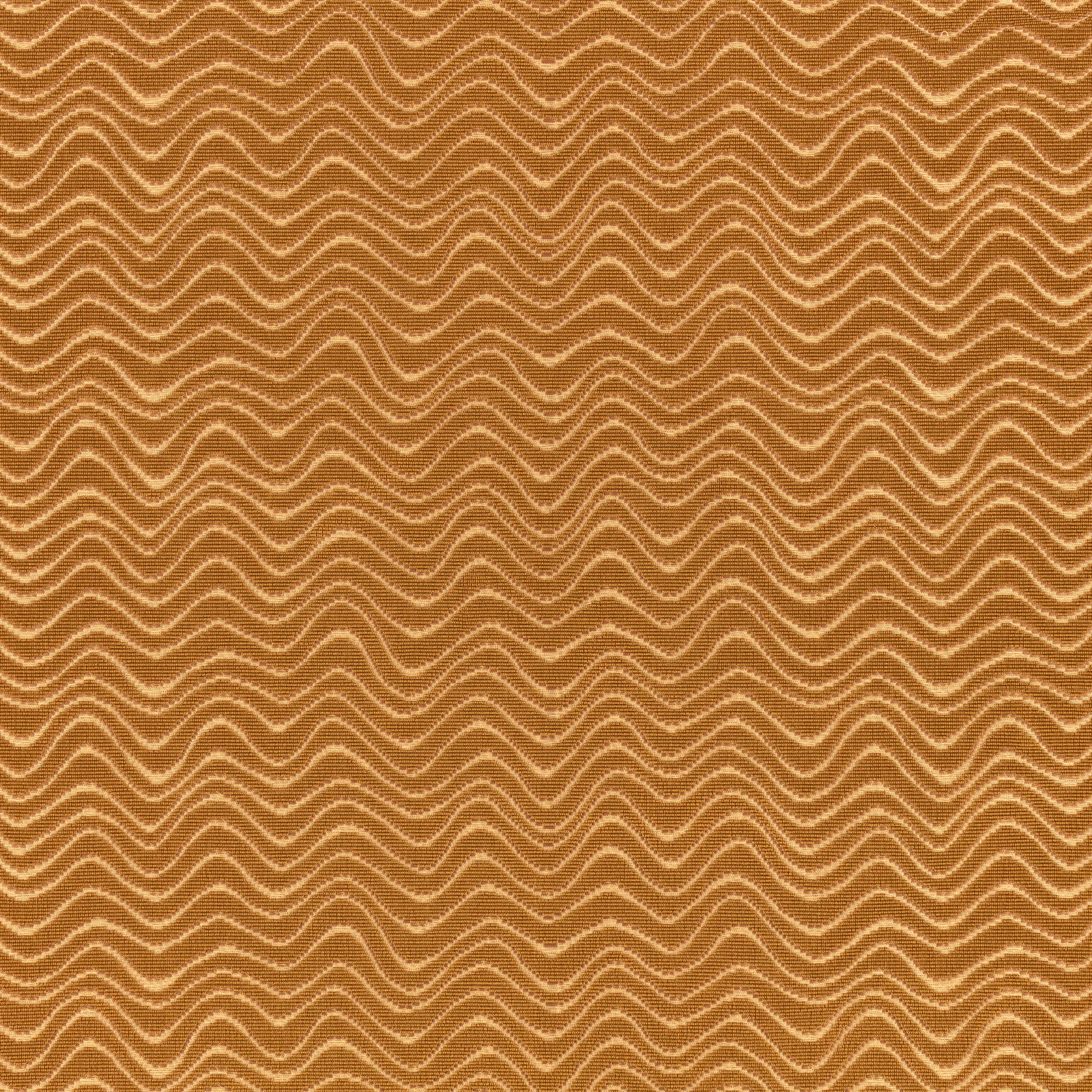 Warm tobacco-brown fabric with fine cream undulating lines in a woven texture