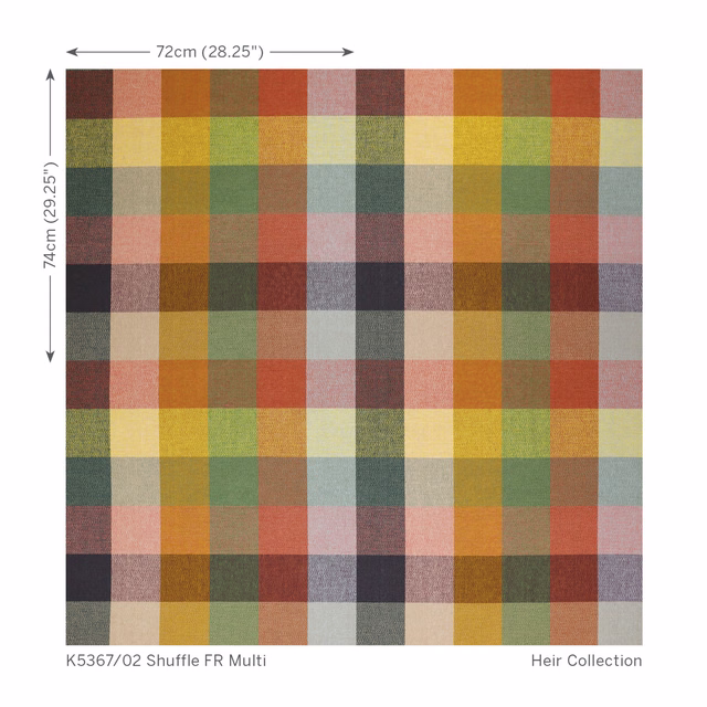 Muted multicolour woven check in mustard, rust, moss green, blue, pink and grey tones