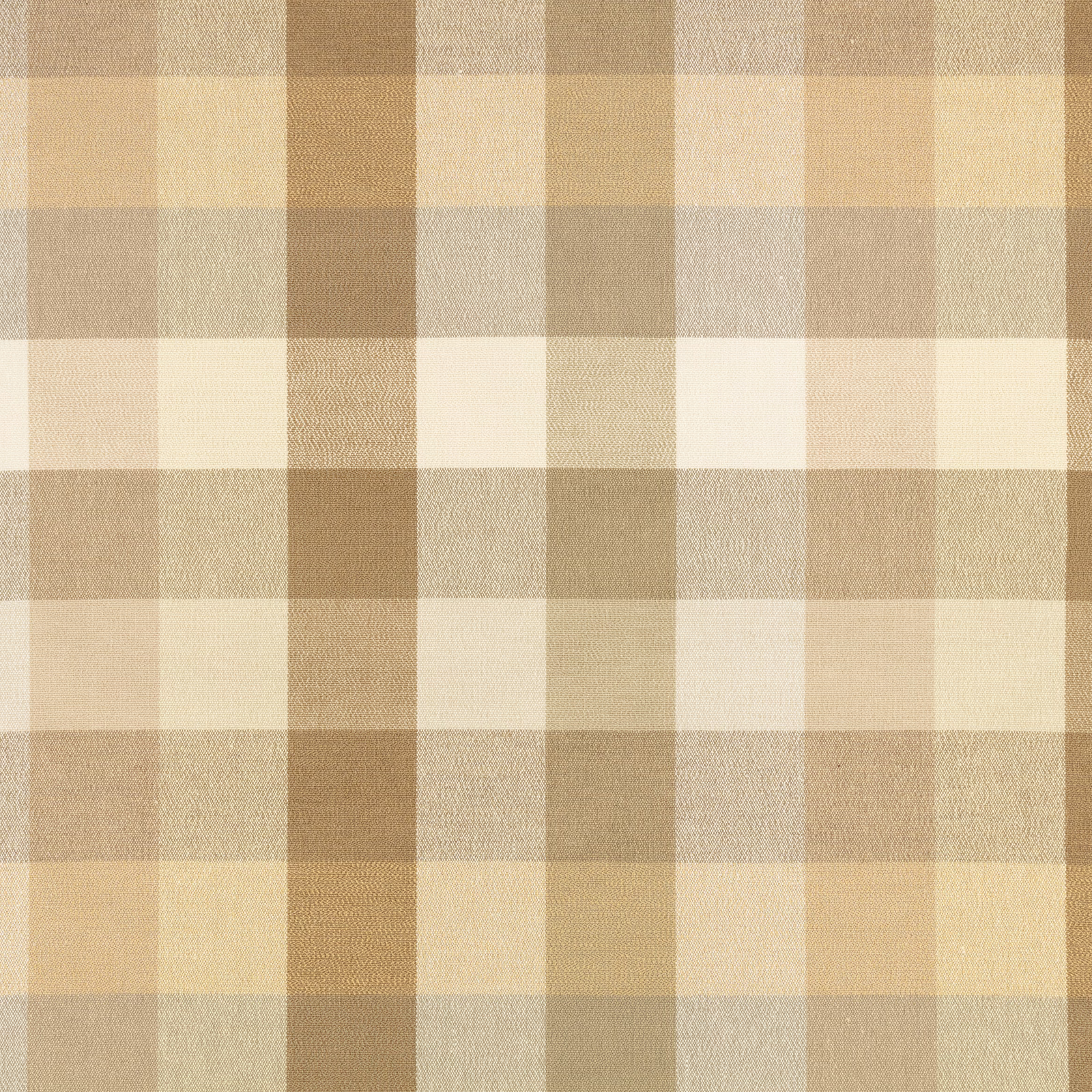 Warm beige, cream and taupe woven fabric with a large soft check pattern