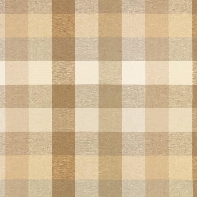 Warm beige, cream and taupe woven fabric with a large soft check pattern