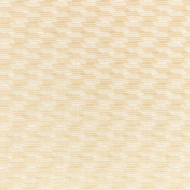 Warm cream-beige textile with staggered broken stripes and a fine horizontal weave