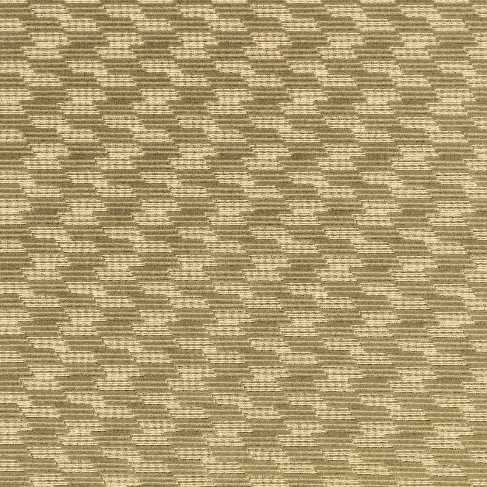 Muted oregano olive woven fabric with broken stepped bands and ribbed texture