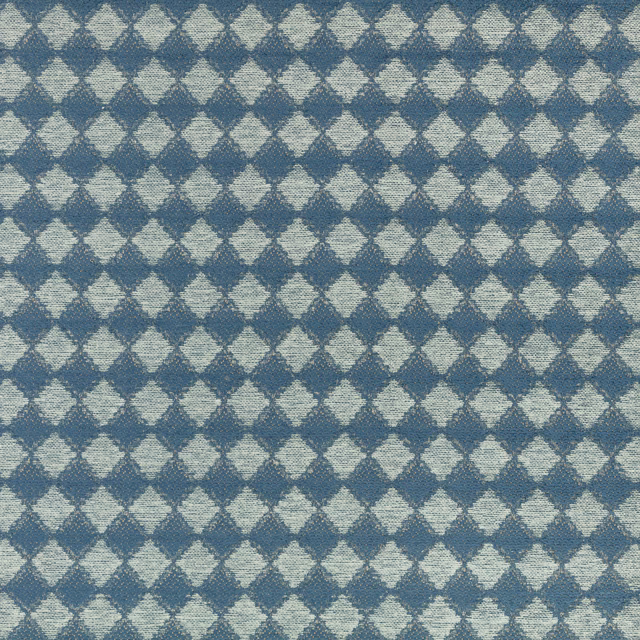 Cool blue-grey woven fabric with a small repeating diamond pattern and softly mottled texture