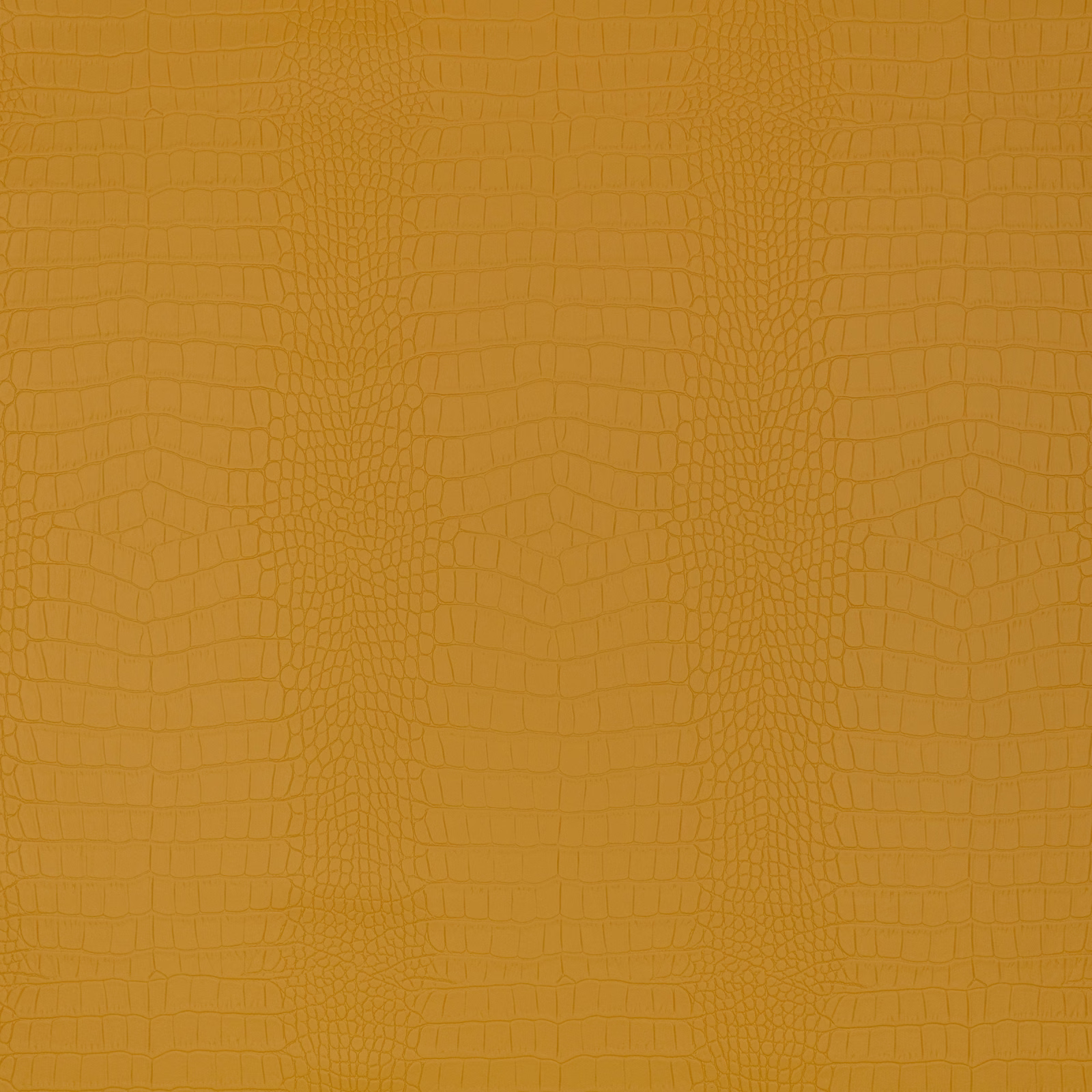 Warm golden ochre crocodile-effect fabric with tonal scales and tactile raised texture