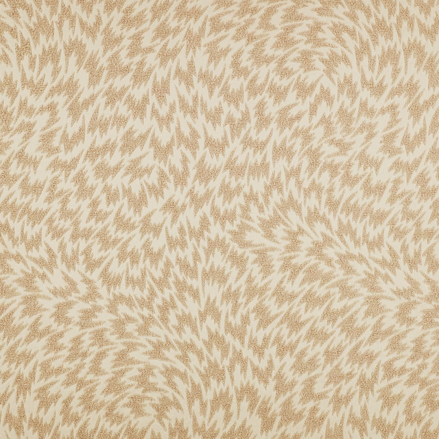 Cream woven fabric with dense warm nude-beige feather-like abstract brushstrokes and a softly textured surface
