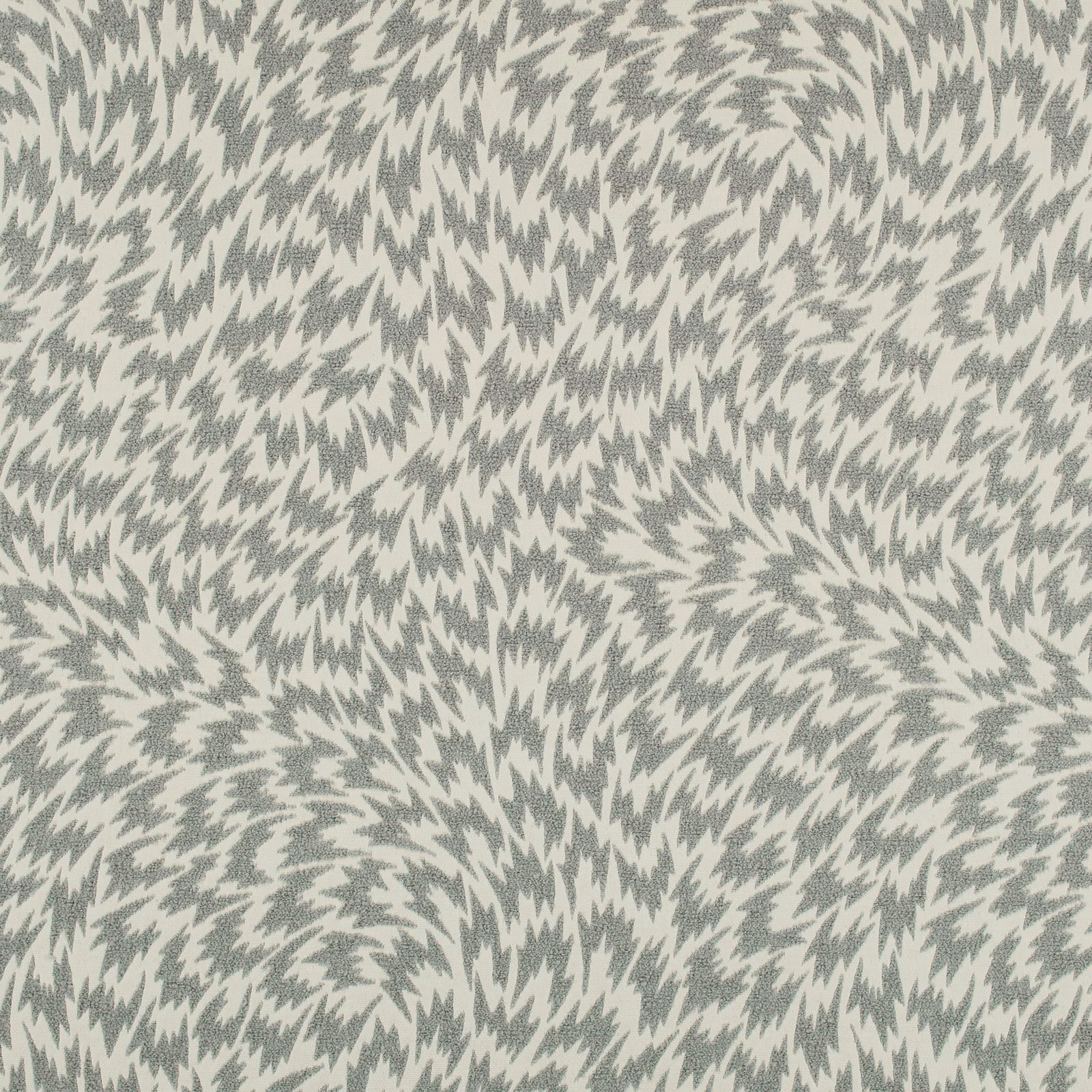 Pale pistachio fabric with dense grey-green jagged feather-like swirls