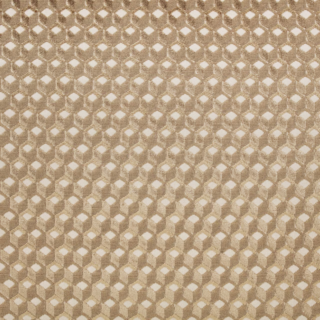 Warm taupe Havana fabric with small cream diamond motifs in a textured weave