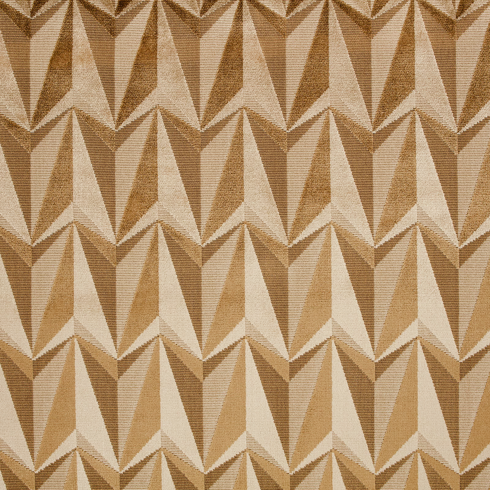 Warm tan and cream woven rockets form a repeating angular geometric pattern