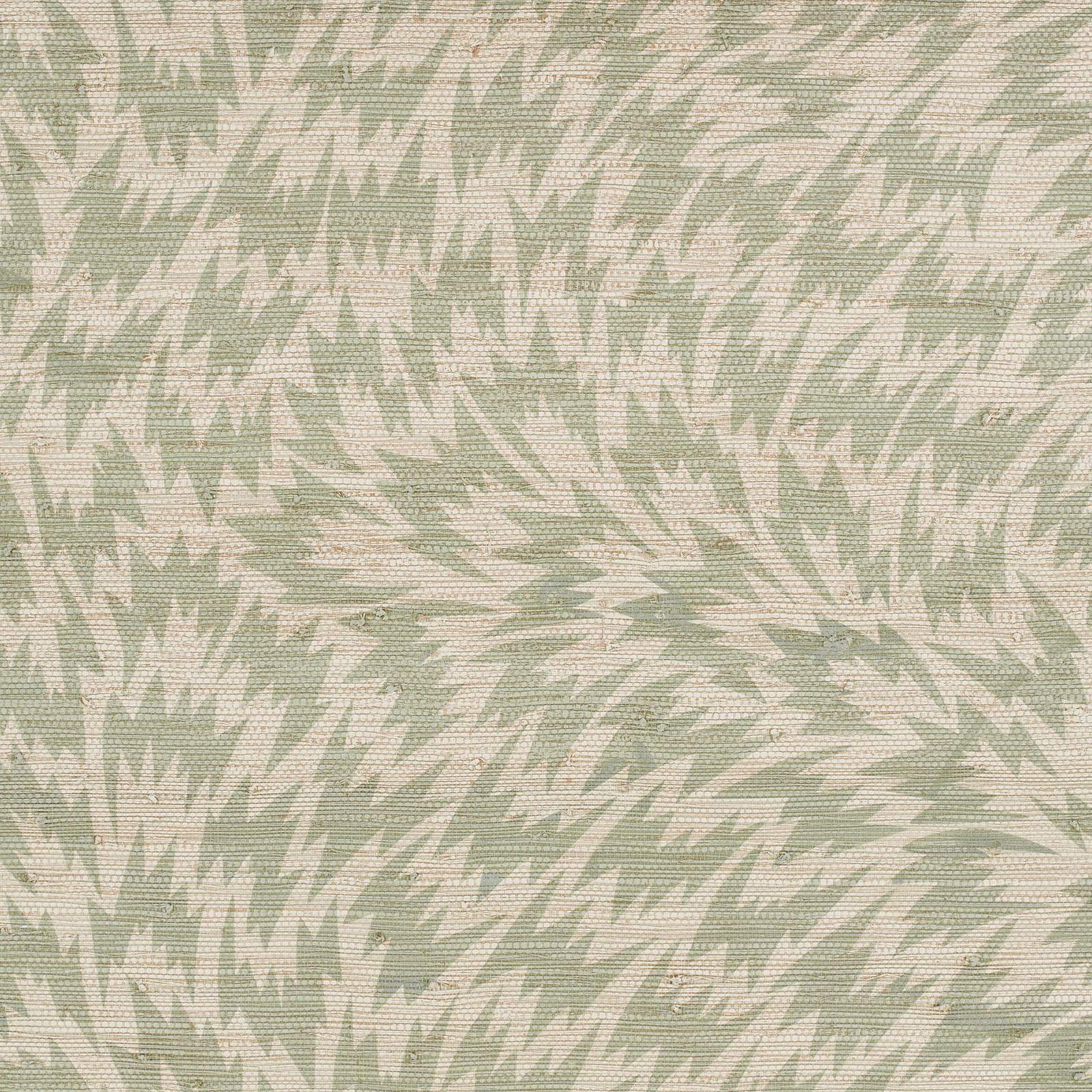 Pale pistachio and cream wallpaper with jagged, radiating brush-like bands