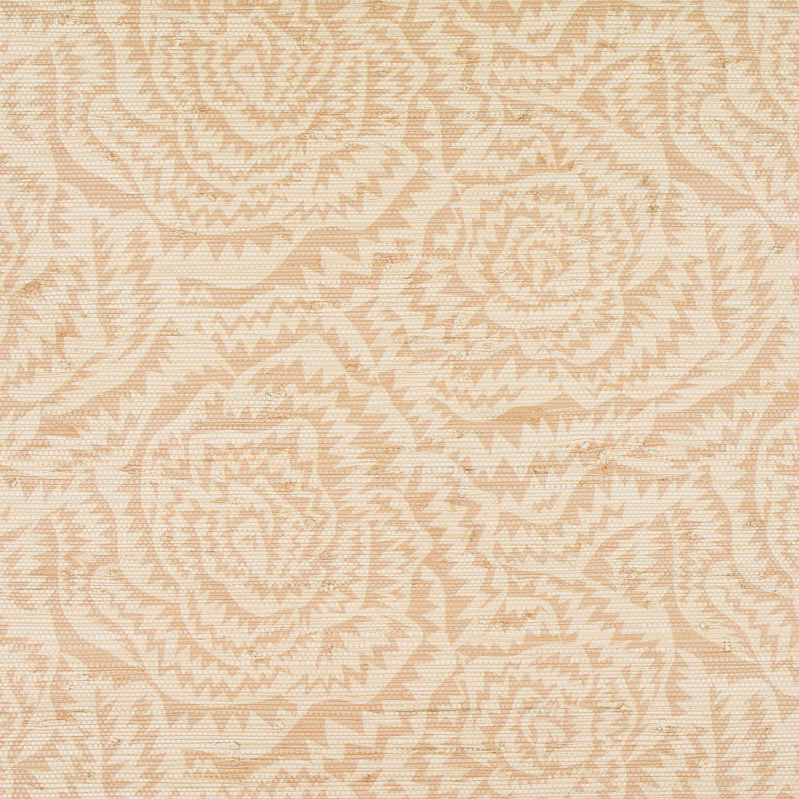 Soft apricot-pink wallpaper with cream jagged roses and mottled geometric detail