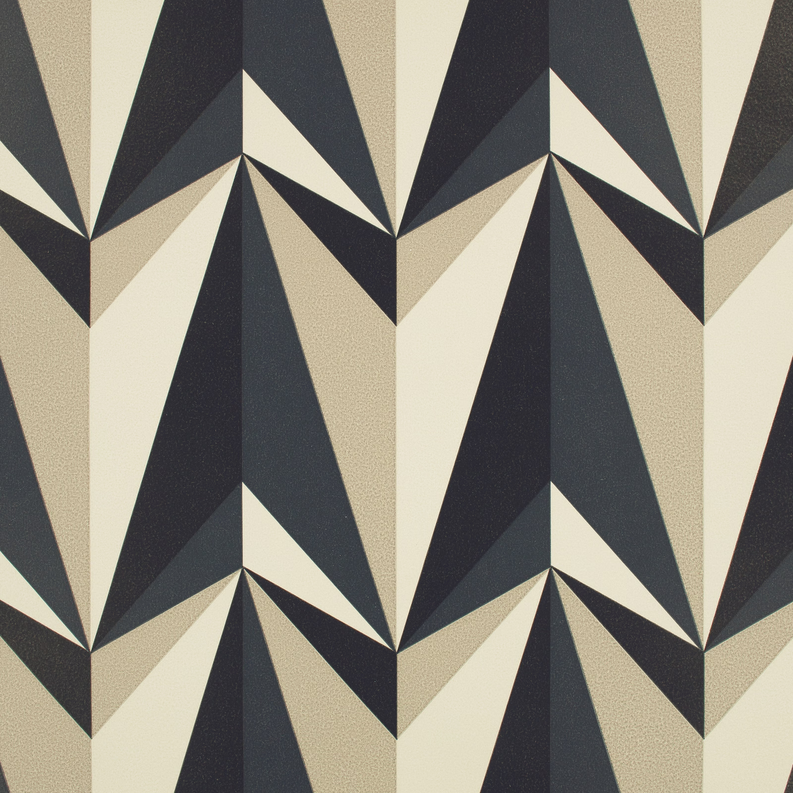 Biscuit cream wallpaper with repeating charcoal origami rocket geometric motifs