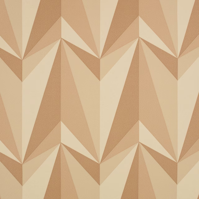 Warm clay and cream geometric origami rockets in a repeating angular pattern