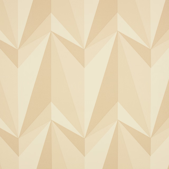 Warm cream wallpaper with repeating angular beige origami rocket motifs and folded facets