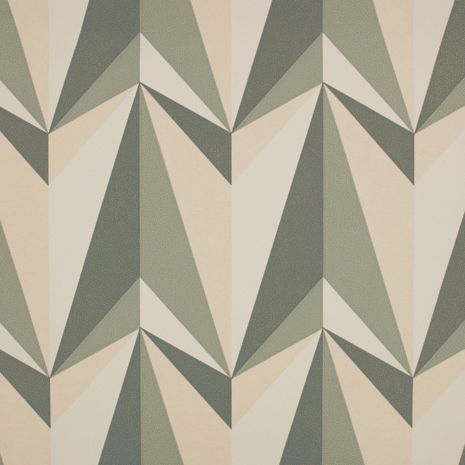 Large geometric origami rocket shapes in muted pistachio sage, cream and beige