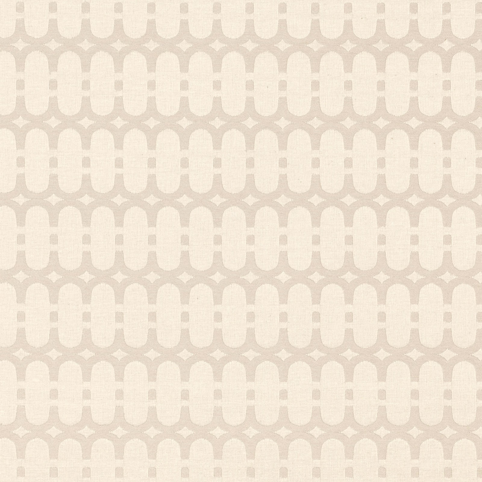 Warm biscuit fabric with taupe linked loops, pale flecks and a tactile woven ground