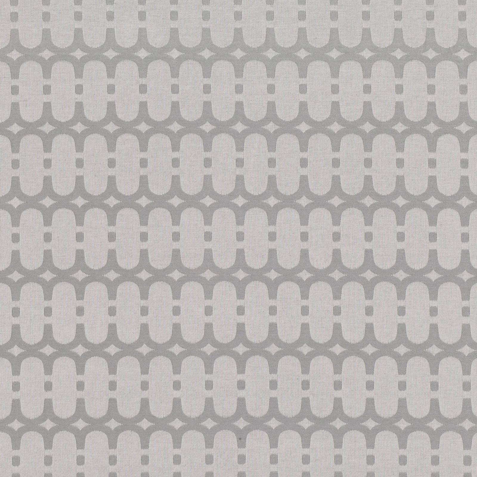 Cool silver-grey geometric loops with darker grey links in a textured repeat