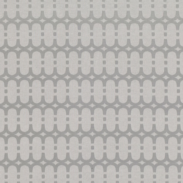 Cool silver-grey geometric loops with darker grey links in a textured repeat