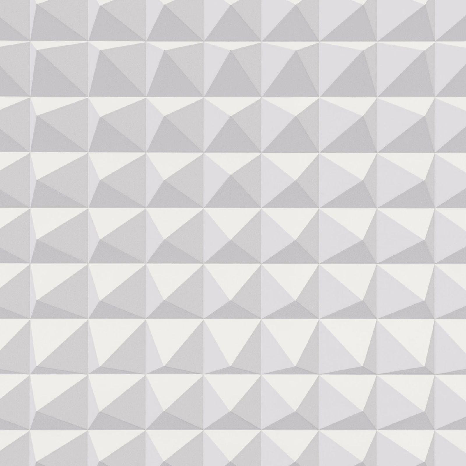 Cool concrete-grey wallpaper with repeating faceted pyramid triangles in white and pale grey
