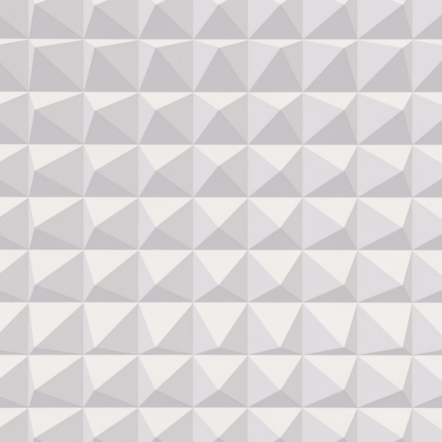 Cool concrete-grey wallpaper with repeating faceted pyramid triangles in white and pale grey