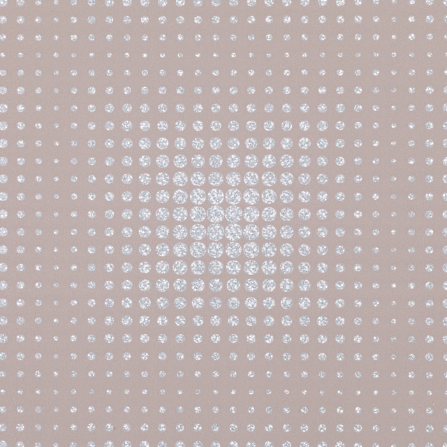 Soft blush wallpaper with silver-white circular dots forming a denser central pattern