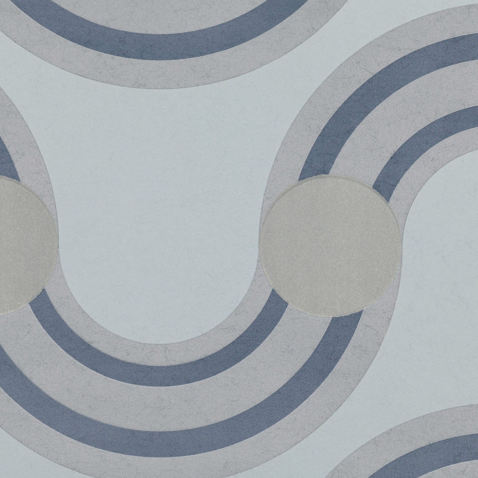 Cool blue-grey wallpaper with steel arcs, overlapping circles and a mottled mineral surface