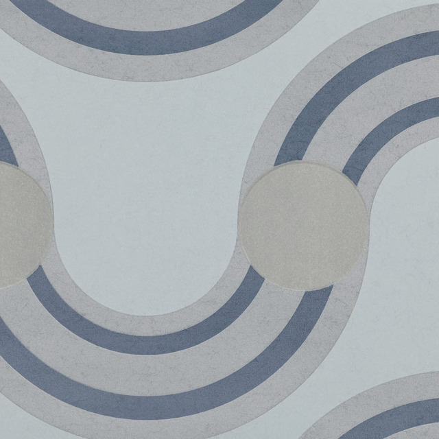 Cool blue-grey wallpaper with steel arcs, overlapping circles and a mottled mineral surface
