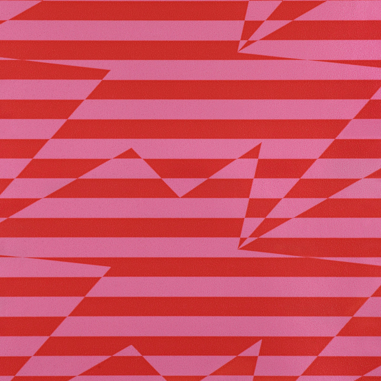 Crimson and dusky pink wallpaper with angular zigzag stripes and pointed geometric breaks