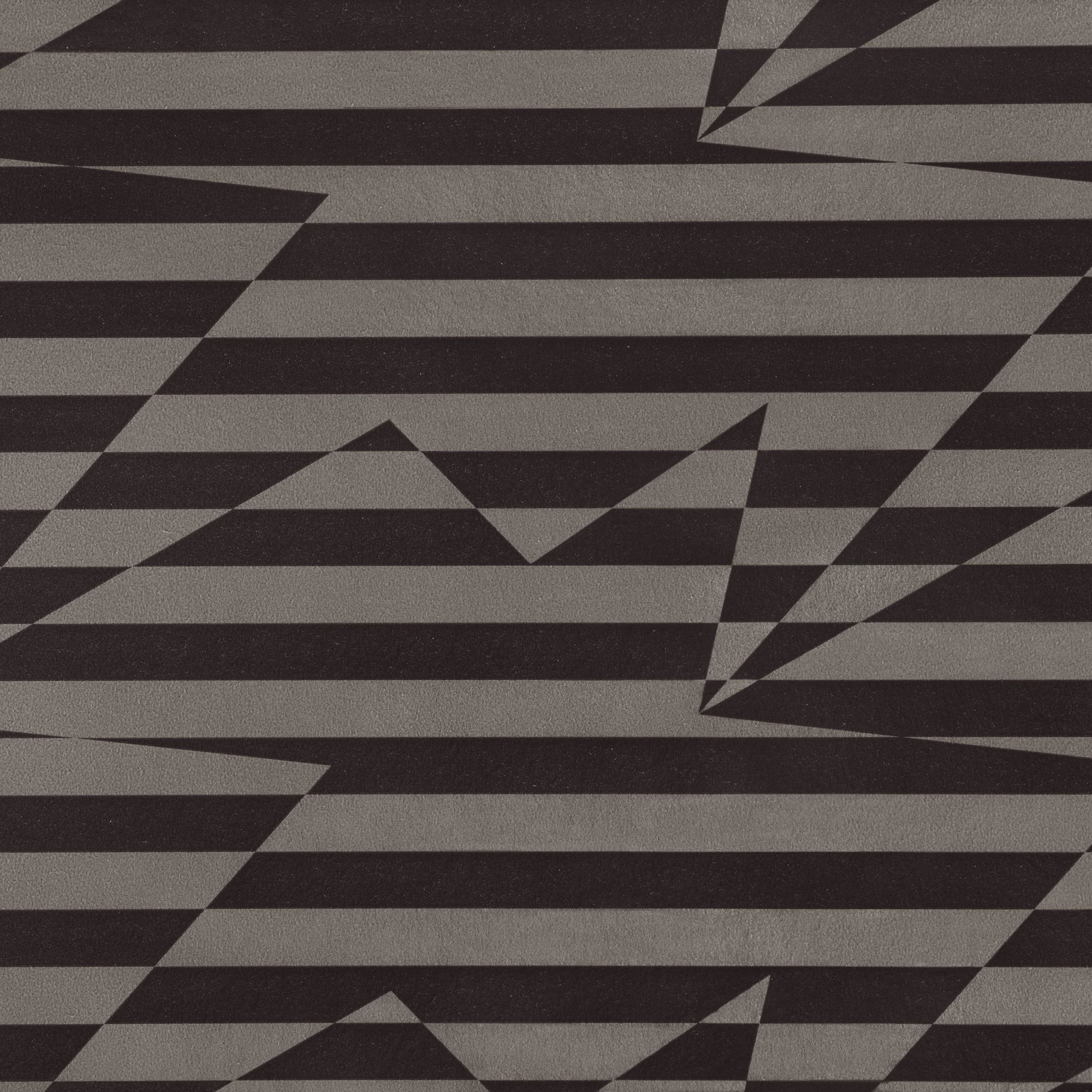 Charcoal and grey wallpaper with angular bird-like zigzags and broad stripes