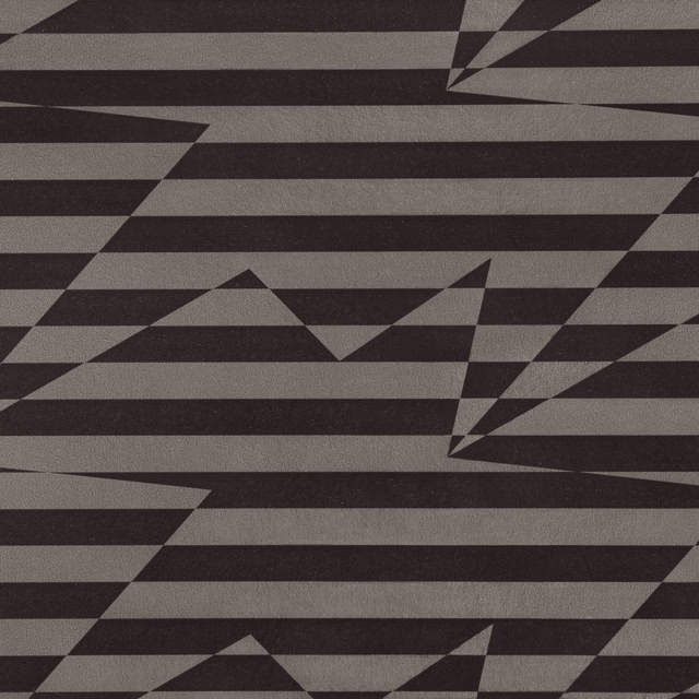 Charcoal and grey wallpaper with angular bird-like zigzags and broad stripes
