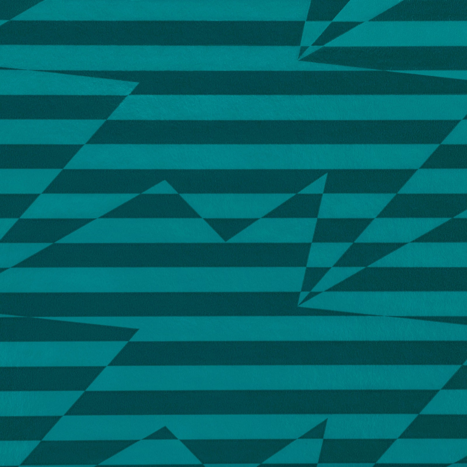 Deep teal wallpaper with turquoise angular bird forms and broken horizontal stripes