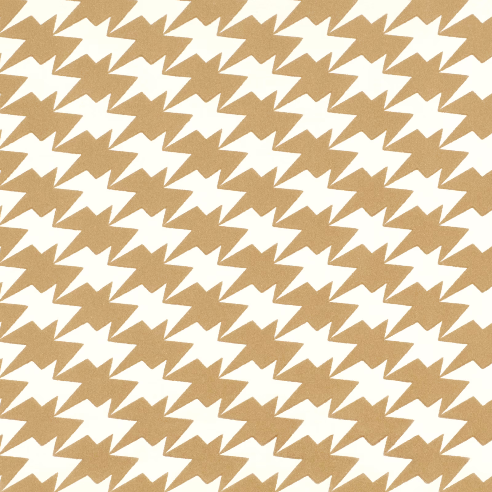 Warm gold and cream angular bird motifs in repeating zigzag rows