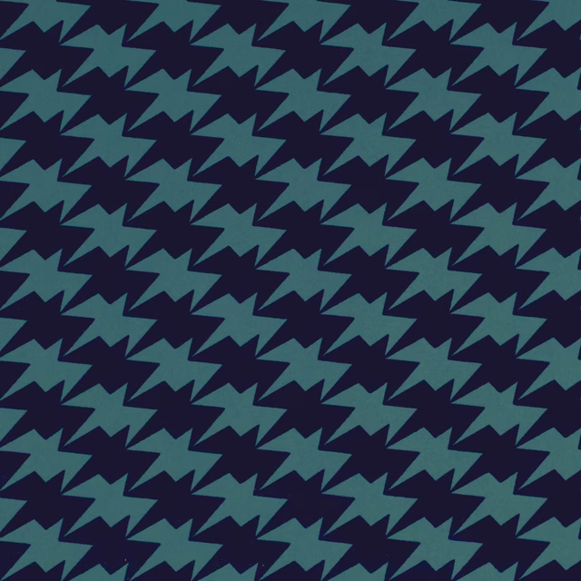 Teal zigzag bird motifs repeating across a deep ink-navy wallpaper ground