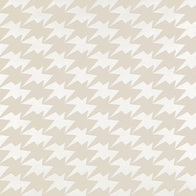 Ivory angular bird motifs repeating across a pale beige Pearl wallpaper ground